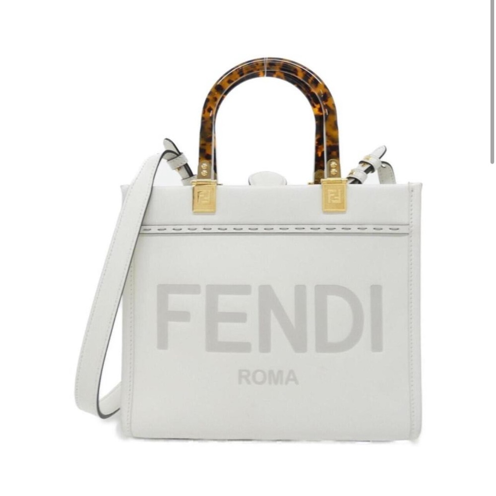Fendi Sunshine Small White leather shopper